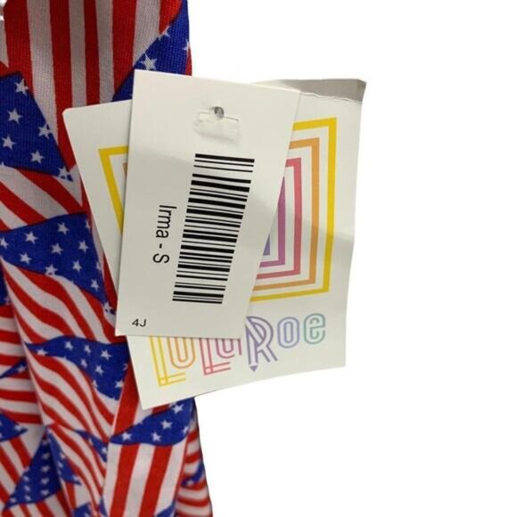 NWT LuLaRoe Irma Tunic Shirt Top Size S Multicolor Patriotic American Pattern - Picture 5 of 7
